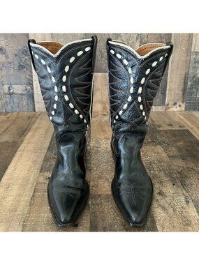 Vintage Unbranded Stitched Western Cowboy Boots Mens 8 D